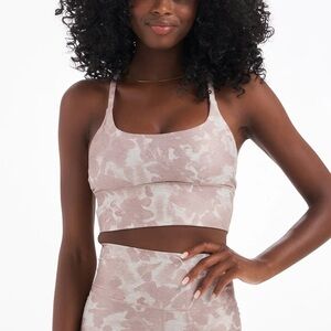 Vuori Long Line Elevation Racerback Bra | XS | Pink Gray Floral